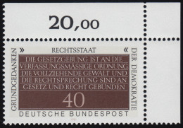 1105 Demokratie 40 Pf Rechtsstaatlichkeit ** Ecke O.r. - Unused Stamps