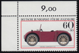 1125 Jugend Kraftfahrzeuge 60+30 Pf ** Ecke O.l. - Unused Stamps