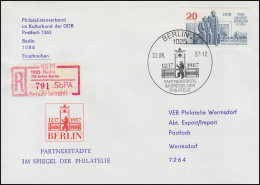 3 Einschreibemarke 1025: 750 Jahre Berlin R-Brief SSt BERLIN PARTNERSTÄDTE 1987 - Labels For Registered Mail