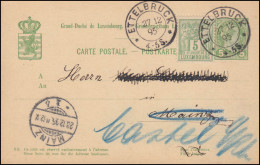 Luxemburg Postkarte P 53 Aus ETTELBRUCK 27.12.1895 Mach MAINZ 28.12.95 - Autres & Non Classés