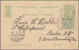 Luxemburg Postkarte P 49IIb Aus LUXEMBOURG-VILLE 10.2.1893 Nach BERLIN 12.2.93  - Andere & Zonder Classificatie
