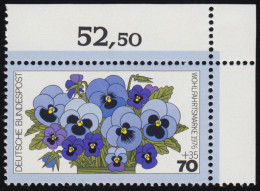 907 Blumen 70+35 Pf Stiefmütterchen ** Ecke O.r. - Neufs