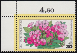 904 Blumen 30+15 Pf Phlox ** Ecke O.l. - Unused Stamps