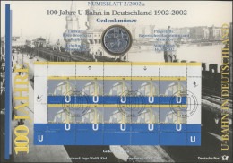 2234 Jahrestag 100 Jahre U-Bahn In Deutschland - Numisblatt 2/2002 - Enveloppes Numismatiques