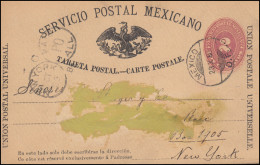 Mexiko: Postkarte Ziffer 2 Centavos MEXICO D.F. 23.10.1889 Nach NEW YORK 29.10. - Mexico