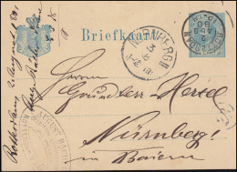 Niederlande Postkarte P 9 Wilhelm ROTTERDAM 2.8.1880 Nach Einkreis NÜRNBERG 3.8. - Entiers Postaux