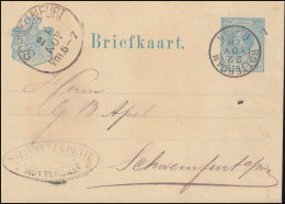 Niederlande Postkarte P 9 Wilhelm ROTTERDAM 22.11.1878 Nach SCHWEINFURT 24.11. - Postal Stationery