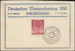 71 ERP-Marke Auf Pk Uhrmachertag 1950 SSt Ffm. 10.10.50, Druckfehler Obere Kante - Abarten Und Kuriositäten