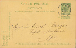 Belgien Postkarte P 46 Leopold Mit Sonntagsanhängsel Ortskarte SPA 12.4.1909 - Andere & Zonder Classificatie