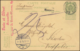 Belgien Postkarte P 44a Jubiläum Braun, BRÜSSEL/BRUXELLES 31.7.1905 Nach SCHWELM - Autres & Non Classés