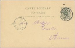Belgien Postkarte P 22I Ziffer Aus ARLON 5.1.1888 Nach ANVERS 5.1.88 - Sonstige & Ohne Zuordnung