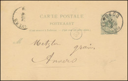 Belgien Postkarte P 22I Ziffer Aus FLOBECQ 24.4.1889 Nach ANVERS 24.4.89 - Altri & Non Classificati