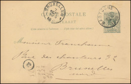 Belgien Postkarte P 22I Ziffer Aus BASTOGNE 7.10.1888 Nach BRUXELLES 7.10.88 - Autres & Non Classés