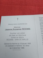 Doodsprentje Jeanne Suzanne Rooms / Hamme 19/1/1926 - 4/12/1996 ( D.v. Emiel Rooms En Maria Van De Walle ) - Godsdienst & Esoterisme