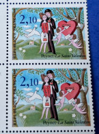 FRANCE 1985 - BdF 5TP Saint Valentin  - Les Amoureux De Peynet Avec La Variété Oiseau Sur La Branche - Yt 2354c - Unused Stamps