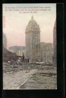 AK San Francisco, A View Down O`Farrell Street Toward Market Street, Showing The Call Building, Erdbeben U. Feuer 1906  - Rampen