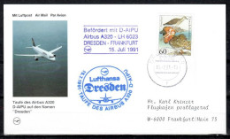 1991 Taufe 'Dresden'     Lufthansa First Flight, Erstflug, Premier Vol ( 1 Card ) - Andere (Lucht)