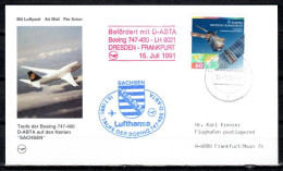 1991 Taufe 'Sachsen'     Lufthansa First Flight, Erstflug, Premier Vol ( 1 Card ) - Altri (Aria)