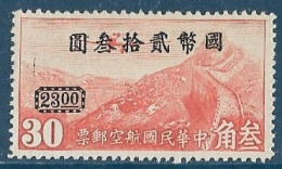 Chine  China** -1946 - Y&T PA N° 31 Avec Surcharge émis Neuf Sans Gomme - Poste Aérienne