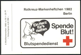 DRK/Wofa 1982 Gartenrose 50 Pf, 6x680, ESSt Berlin - Markenheftchen