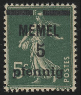 Memel 18c Aufdruck Fett 5 Pf. Auf 5 C, GC-Papier, ** Postfrisch - Memelgebiet 1923