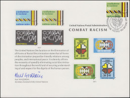 UNO Erinnerungskarte EK 12 Anti-Rassismus 1977, Genf-FDC 19.9.1977 - Andere & Zonder Classificatie