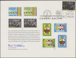 UNO Erinnerungskarte EK 12 Anti-Rassismus 1977, NY-FDC 19.9.1977 - Sonstige & Ohne Zuordnung