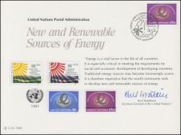UNO Erinnerungskarte EK 20 Erneuerbare Energiequellen 1981, Wien-FDC 29.5.1981 - Andere & Zonder Classificatie