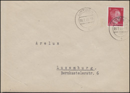 Luxemburg Hitler-EF 12 Pf. Brief ARELUX Kohlenhandlung LINTGEN 9.7.43 - Occupation 1938-45