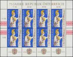 Österreich 2113 Republik Österreich 1993, Kleinbogen ET-O WIEN 1010 - 12.11.93 - Gebraucht