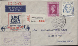 Flugpost KLM Niederlande - Südafrika R-Brief S'Gravenhage-Alkemadelaan 4.10.46 - Luftpost