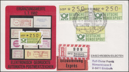 1.1  ATM-Ergänzungswerte 2mal 250 + 130 Pf Auf Eil-R-Schmuck FDC ESSt 1.7.1982 - Timbres De Distributeurs [ATM]