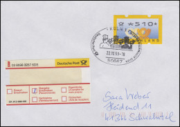 3.2 Posthörner ATM 510 Als EF Übergabe-Einschreiben FDC Köln 22.10.99, Codiert - Machine Labels [ATM]