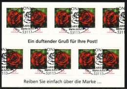 FB 7 Gartenrose Mit Duft, Folienblatt 10x2675, Erstverwendungsstempel BONN - 2011-2020