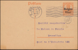 Zensur Belgien Postkarte P 10I Als Orts-Postkarte BRÜSSEL 12.6.17 Und Nummer 493 - Besetzungen 1914-18