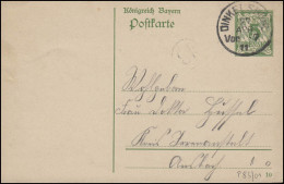 Bayern Postkarte 5 Pf. DINKELSBÜHL 27.4.11 & Kreisnummer 13 - Postal  Stationery