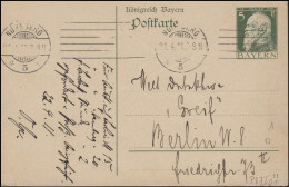 Bayern Postkarte 5 Pf. NÜRNBERG 21.4.11 Nach Berlin - Postal  Stationery