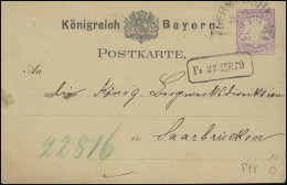 Bayern Postkarte Wappen 5 Pfennig: GERMERSHEIM 26.9. & Rahmeneingangs-O 27.9.79 - Postwaardestukken