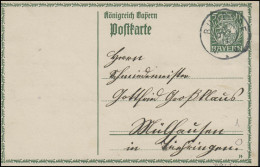Bayern Postkarte Wappen 5 Pf. BUNDORF 10.10.14 Nach Mühlhausen/Thüringen - Postal  Stationery