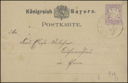 Bayern Postkarte Wappen 5 Pf. GRASSAU 9.8. Nach PRIEN 9.8. - Postwaardestukken