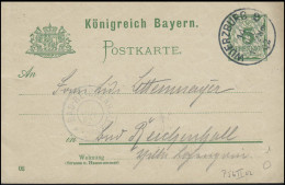 Bayern Postkarte Ziffer 5 Pf. WÜRZBURG 14.7.02 Nach BAD REICHENHALL 15.2.02 - Entiers Postaux