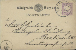 Bayern Postkarte Wappen 5 Pf MÜNCHEN 11.2.79 Nach Berlin Ausgabe-Stempel 12.2. - Interi Postali