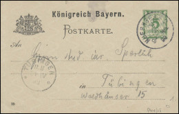 Bayern Postkarte NÜRNBERG 2. - 20.4.99 Nach TÜBINGEN B.2 - 21.4.99 - Ganzsachen