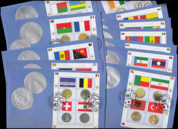 UNO Genf: Flaggen Und Münzen 2006-2013 Viererblock-Kleinbogen 12 Schmuck-FDC - Other & Unclassified