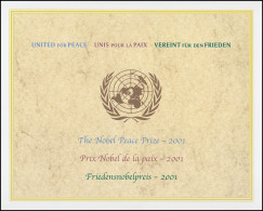 Klappkarte UNO New York 888 Friedensnobelpreis 2001 An Die UNO, Kleinbogen ESSt - Altri & Non Classificati