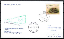 1991 Macau - Nagoya     Lufthansa First Flight, Erstflug, Premier Vol ( 1 Card ) - Autres (Air)