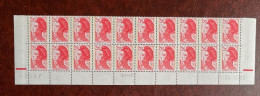 Liberté 2,20 F Rouge -  Bas De Feuille De 20 TP Du 24/10/89 Avec 2 RE  - TYPE 2 -  73 ème Tirage -  TD6-2 - Mint/Hinged