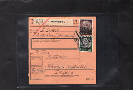 GG. Deutsche Post Osten Paketkarte Mit Mi.-Nr. 5 + 12 - Occupation 1938-45