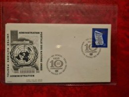 LETTRE / CARTE UNITED NATIONS GENEVE 1979 ADMINISTRATION POSTALE DES NATIONS UNIES 10 ° ANNIVERSAIRE - Sonstige & Ohne Zuordnung