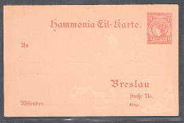 Privatpost, Hammonia Breslau, Eilkarte 10 Pf.,  Ungebraucht. - Posta Privata & Locale